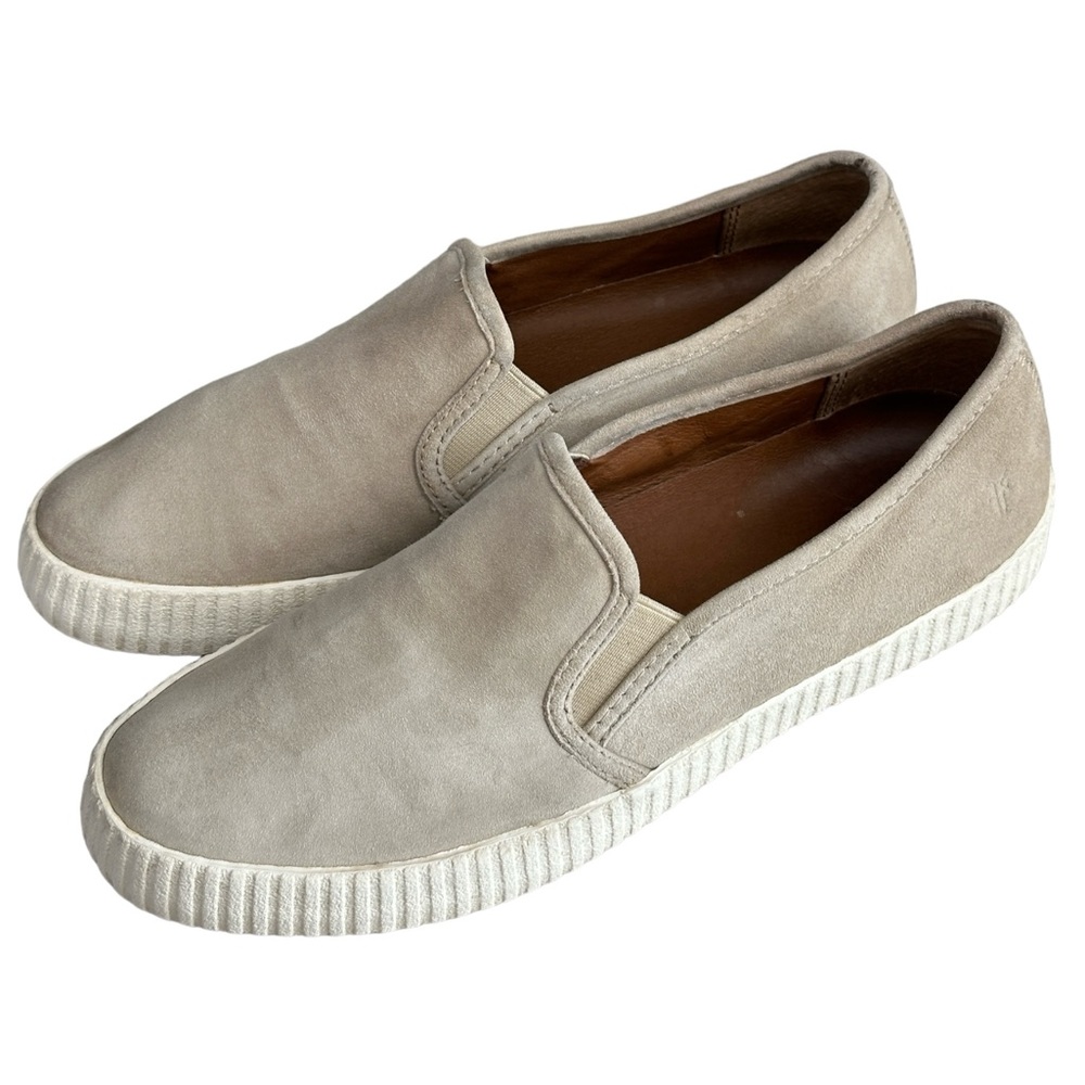 Frye Women's Camille Slip On Suede Leather  Sneakers Beige Size 8